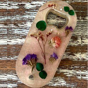 Dried Flowers Resin Bottle Opener with Fridge Magnet Bar Accessories Beer Bottle